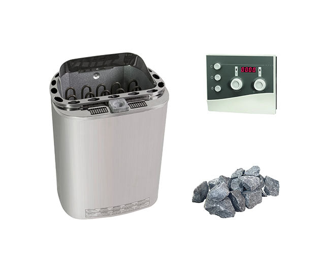 Sentiotec Scandia Combi NEXT | Sauna Elektroofen Combi Komplettset | inkl. K3 Combisteuerung und 20kg Wellmia Saunasteine | 6 kW / 8 kW / 9 kW