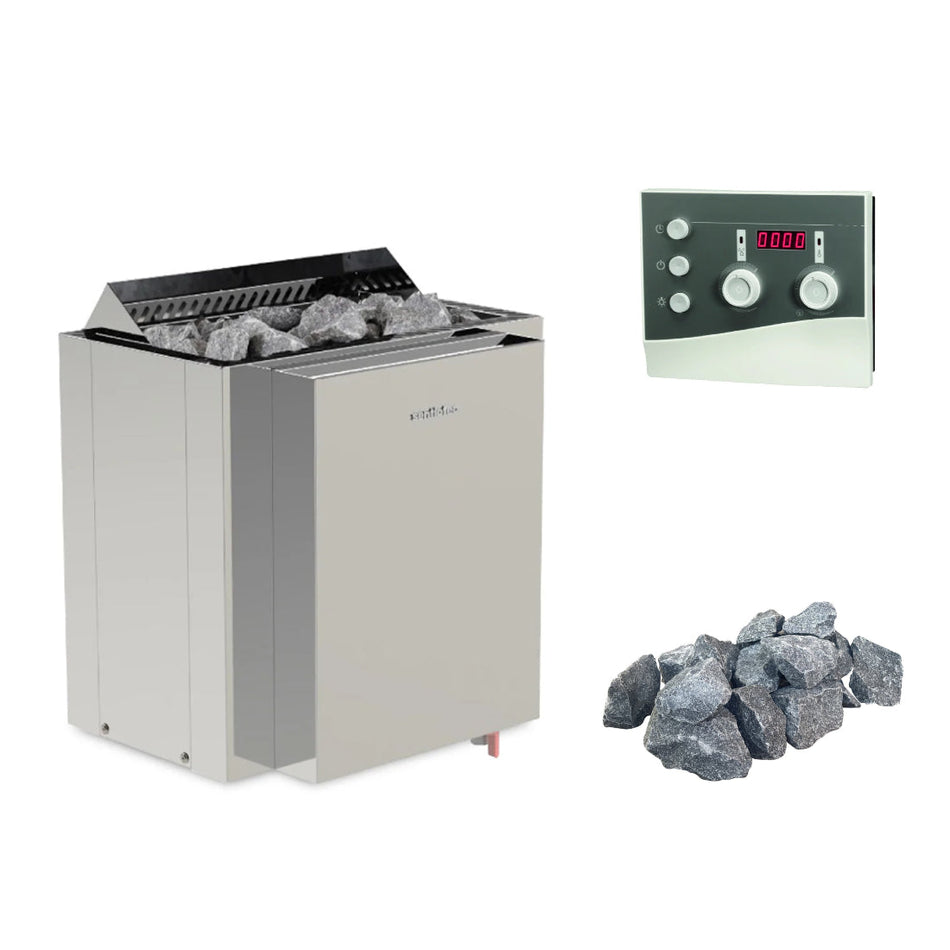 Sentiotec Viking Combi | Sauna Elektroofen Combi Komplettset | inkl. K3 Combisteuerung und 20kg Wellmia Saunasteine |  6 kW / 9 kW